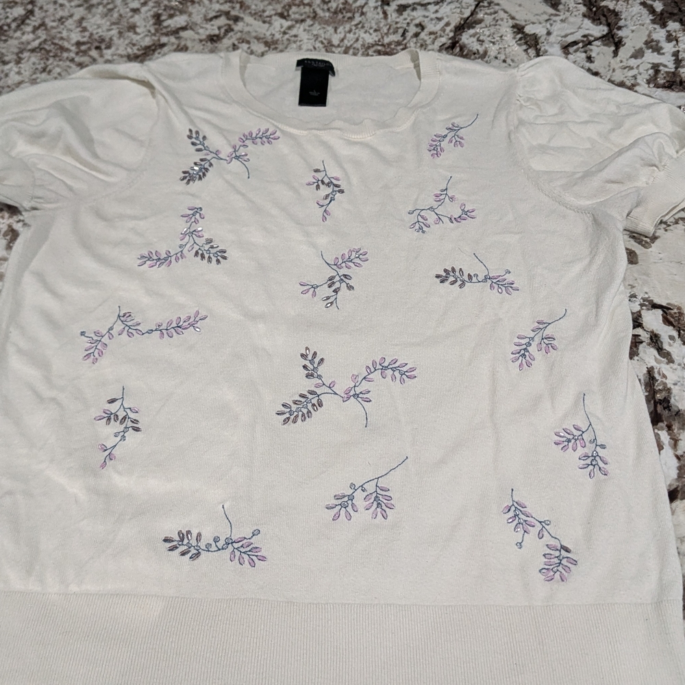 White Top with Floral Embroidery